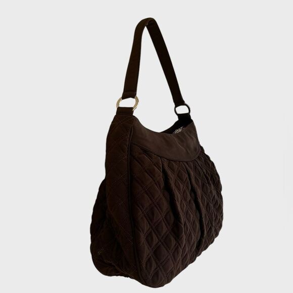 Vera Bradley Brown Espresso Quilted Microfiber Shoulder Handbag Purse Tote - Picture 7 of 10
